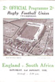 England v South Africa 1932 rugby  Programme